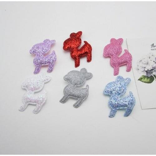 3.5x5cm 50pcs/lot Padded Shiny Deer Applique Patches For Clothing Sew On Cloth Stickers Decoration DIY Children Hair Accessories