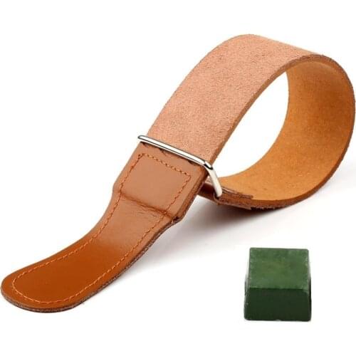 New Leather Strop Belt And Green Leather Strop Sharpening Polishing Compounds Shaving Strap Tool