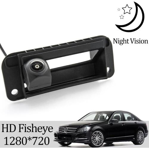 Owtosin HD 720P Rear View Trunk Handle Camera For Mercedes Benz W204 2011 2012 2013 2014 C180 C200 C260 C300 C63 amg Car Monitor