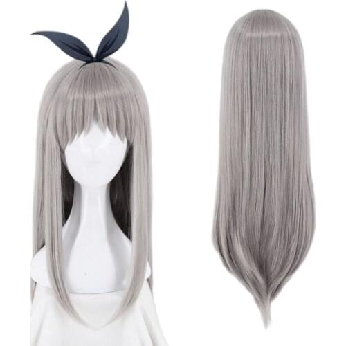Japanese Anime Blend S Kanzaki Hideri Aus Straight Long Silver gray Cosplay Wig Halloween Costume Play Wigs For Women + Wig Cap