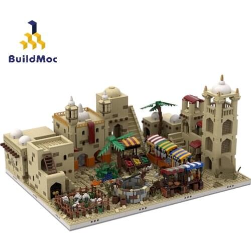 BuildMoc City Building Series Desert Village Building Blocks MOC City View classic Hamlet Model Bricks Toys For Children Gift