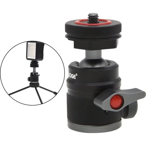 Professional 2 in 1 Camera Tripod Mini Metal Ball Head Mount w/ Cold Shoe fits for Monopods Camcorder