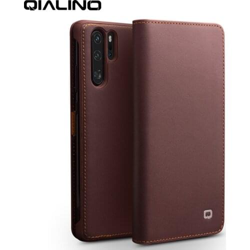 QIALINO Luxury Genuine Leather Phone Cover for Huawei P30 Pro 6.47 inch Stylish Slim Flip Case with Card Slots for Huawei P30