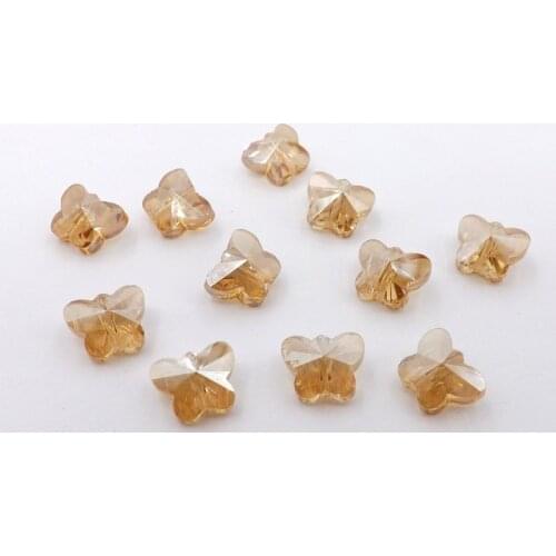 QIAOHE 50pcs Glass Crystal Butterfly Beads Loose Beads 10 x 8mm For Fashion jewelry Making #QHGZ57