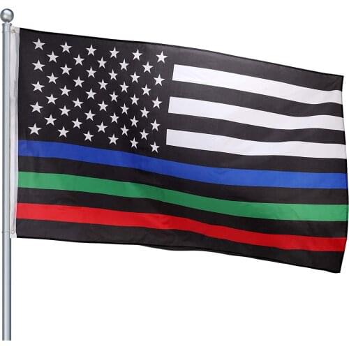 Thin Blue Red Green Line American Flag Outdoor Support Police Military Firefighter and Law Enforcement Officers Blue Line