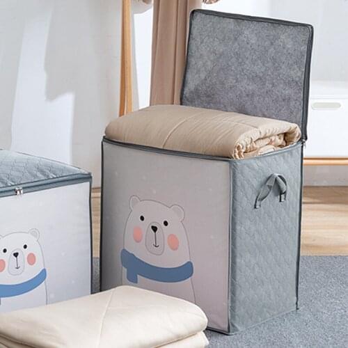 Thickened cartoon non-woven cotton quilt bag clothing quilt large size moving and finishing dust-proof storage bag clothes pack