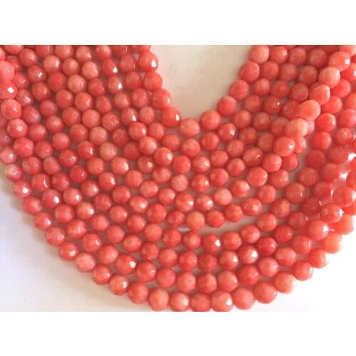 Jewelry 00588 16" STRAND BEAUTIFUL 5MM ROUND FACETED PINK CORAL BEADS 10pc