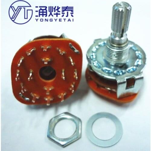 YYT 2PCS Band Rotary Switch Chassis Signal Conversion Switch 4 Knife 3 Gears 20MM Flower Shaft