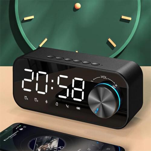 Mirror Alarm Clock Bluetooth Speaker Digital Display Radio Alarm Clock Radio Led Wireless Subwoofer Music Player Table Clock