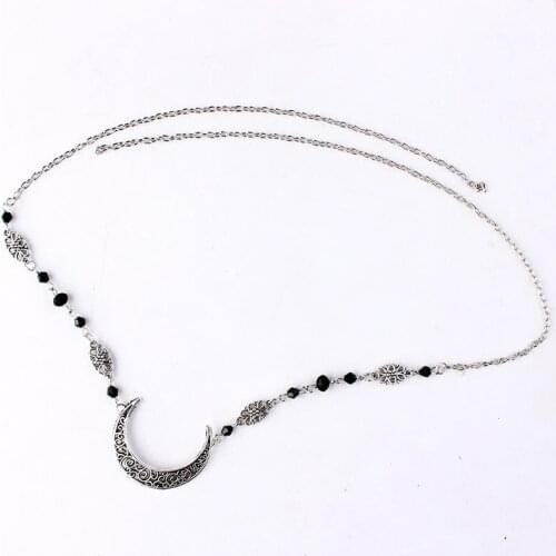 Bohemian Crystal Head Chain Moon Head Chain Retro Gold Crescent Moon Forehead Chain Crystal Headband Prom Hair Jewelry for Women