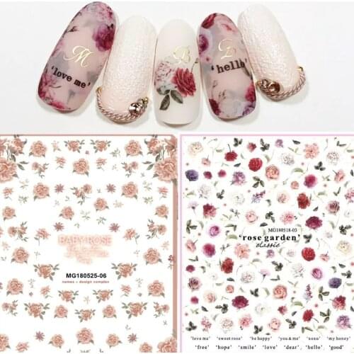 1 Sheet Flower Bee 3D Nail Art Transfer Stickers Japanese Nail Art Designs Floral Nail Professional Manicur for Nail Decorations