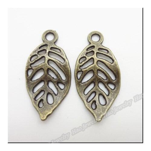 120 pcs Vintage Charms Leaf Pendant Antique bronze Fit Bracelets Necklace DIY Metal Jewelry Making
