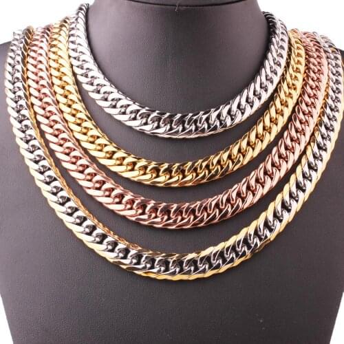 13/16mm Heavy Cuban Chains Men Hip Hop Jewelry Thick Stainless Steel Long Big Chunky Steampunk Necklace Gift Wholesale