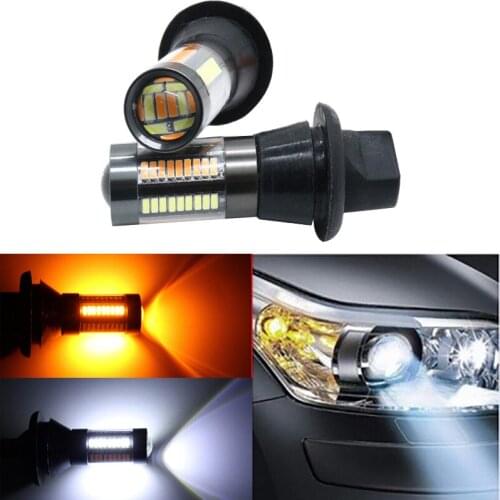 2pcs ba15s BAU15S 1156 p21w s25 66led T20 W21W WY21W 7440 light Daytime Light Turn Signal Dual Mode DRL LED External Lights