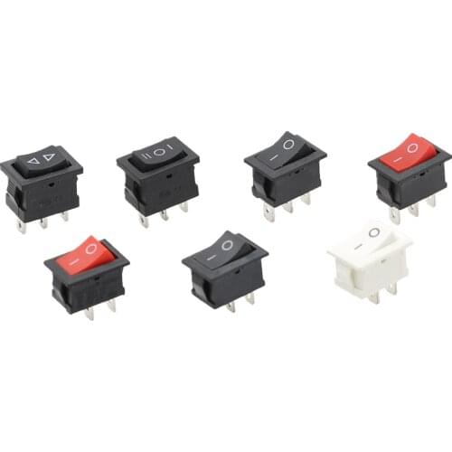 5/10Pcs 2 Pin 2 Position ON/OFF SPST Panel Mount Rocker Switch AC 6A/250V 10A/125V Black KCD1 15*21mm