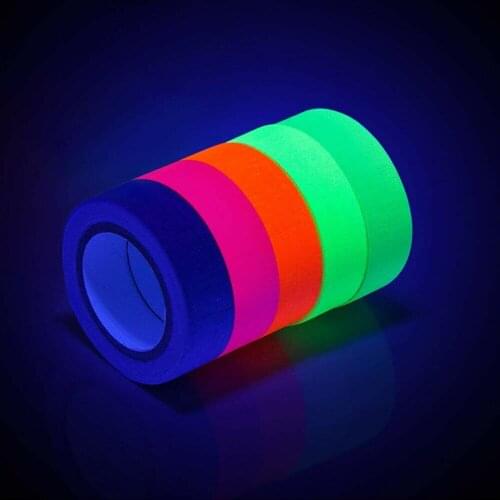 6 Rolls Fluorescent Tape UV Blacklight Reactive Glow In The Dark Tape Neon Gaffer Tape For Safety Warning Home Decor