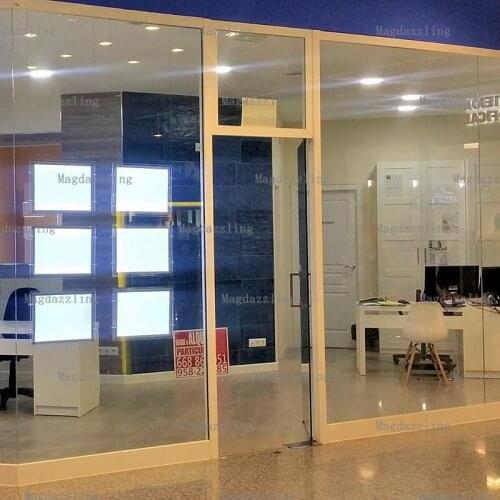 6Units A2 Single Side Horizontal hanging Acrylic LED Window Display Pocket Light Boxees for Real Estate Agent/Property center