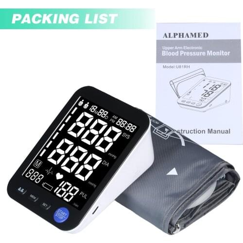 Automatic Upper Arm Blood Pressure Monitor Digital with Large Cuff Irregular Heartbeat Pulse Machine BP Meter for Medical Home