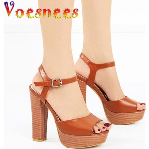 13cm Sexy Nightclub Women Shoes Summer Platform Pole Dancing Sandals Peep Toe Wood Grain Chunky High Heels Catwalk Show Shoes