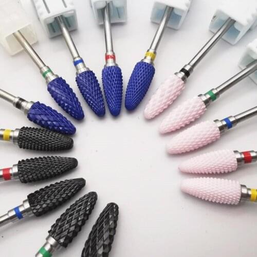 15 Type Nail Drill Bits For Electric Drill Manicure Machine Accessory Rainbow Tungsten Carbide Ceramic Milling Cutter Nail Files