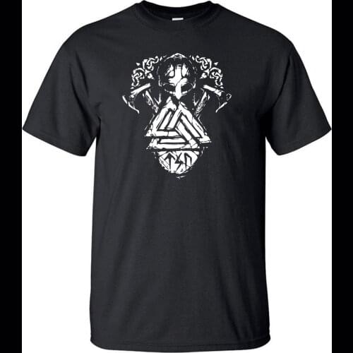 Odin Vikings TShirt Men Son Of Odin T Shirt Summer Short Sleeve Gone to Valhalla Black T-Shirt Sons Of VikingAthelstan Tees