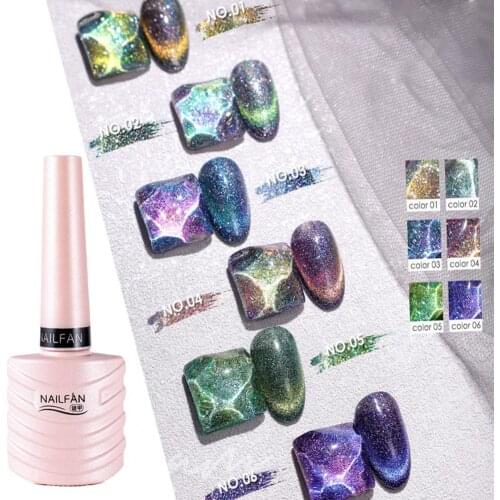 10ml Smoothies Style Nail Gel Polish Cat Eye Effect Multiple Colors Aurora Glitter Sequins Soak Off UV Nails Art Gel for Female