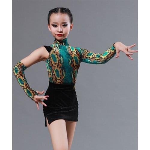 Snake Print One-Sleeve Latin Dancing Outfit Backless Waist Hollow Out Rumba Cha Cha Dance Performance Stage Wear Suit YS1353