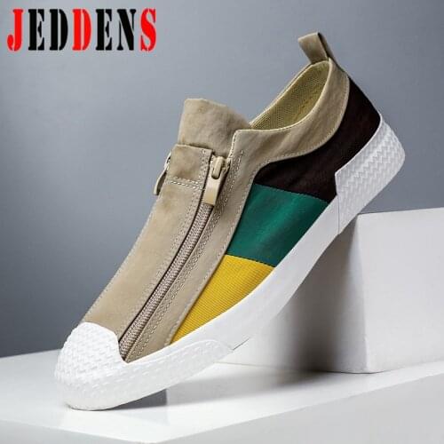 Slip-on Sneakers Comfort Plimsolls Low Top Casual Men Shoes Summer Breathable Flat Shoes Outdoor Patchwork Board Footwear New M2