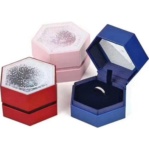 Lastest Desgin Hexagonal Wedding Ring Necklace Earring Jewelry Organizer Gift Display Box