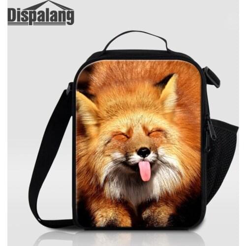 Cute Fox Prints Lunch Bag for Children Reusable Lunch Box Durable Insulated Picnic Food Bag Meal Package for Women Lunch Storage