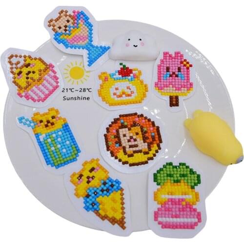 Cartoon Ice-cream Sticker Kid Toy Handmade Adhesive Cutie Pop Resin Diamond Stickers Casual Cartoon Stickers for Book Toy Phone