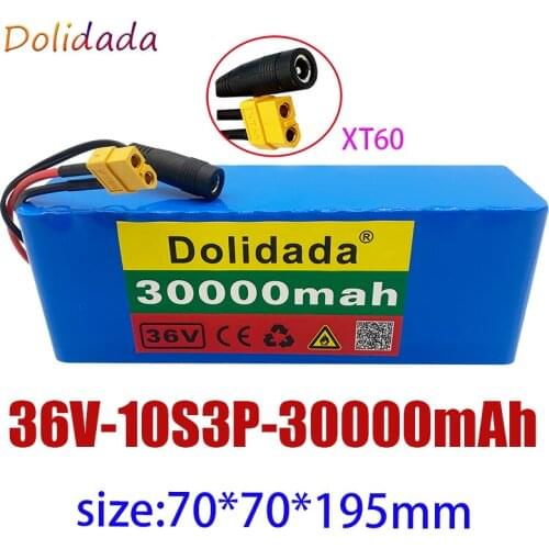 New 10S3P 36V 30Ah 500W high power capacity 42V 18650 lithium battery pack 30000mAh electric bicycle bicycle scooter BMS