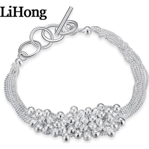 New Style 925 Sterling Silver Bracelet Ladies Jewelry Frosted Grape Beads Bracelet WomenS Charm Wedding Engagement Party