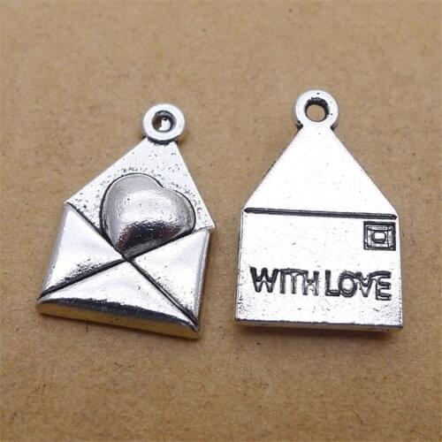 BULK 30pcs Lots Zinc Alloy Antique Silver Plated Envelopes Charm With Love Pendant Valentines Day Girlfriend DIY Jewelry