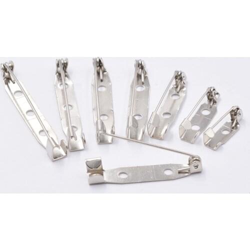 50pcs Metal 15/20/25/30/32/35/38/40mm Brooch Clip Base Pins Brooch Settings Blank Base for DIY Jewelry Making Finding