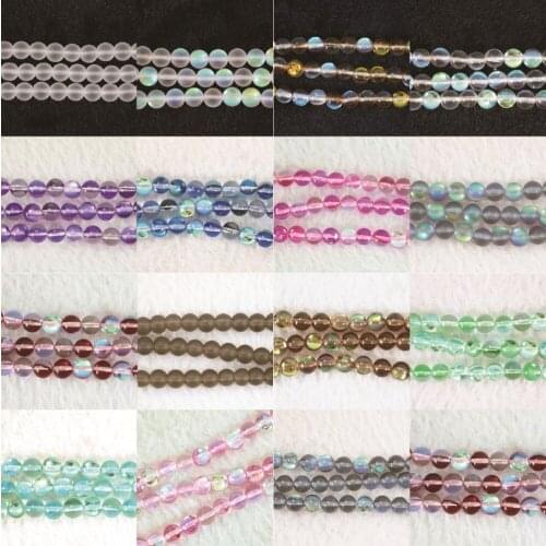 Semi-precious electroplate multicolor crystal quartz stone 8mm round gems loose beads rainbow jewelry making 15 inch B974