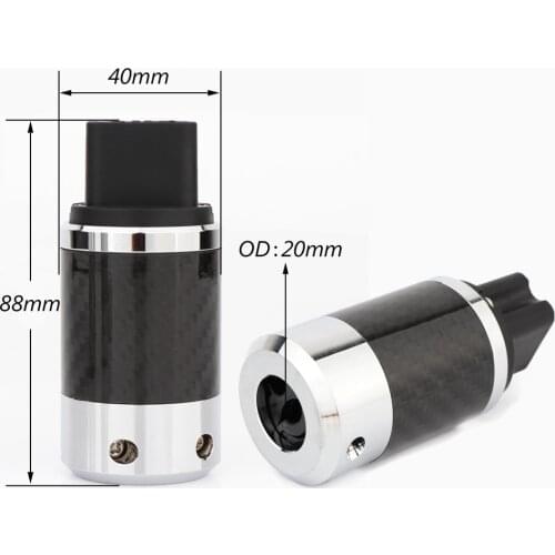 Preffair CF4A Top quality Carbon Fiber Gold Plated 20A C19 IEC Female Plug HIFI Power Cable DIY Mains Connector