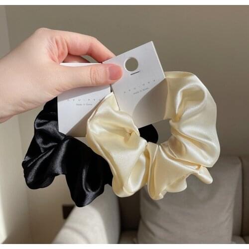 5Pcs Satin Silk Solid Color Scrunchies Elastic Hair Bands 2021 New Women Girls Hair Accessories Ponytail Holder Hair Ties Rope