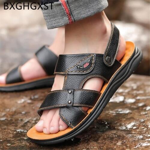 Beach Sandals Mens Summer Shoes Leather Sandals Men 2020 Casual Shoes Mens Sandals Summer Shoes Luxury Slides Zapatos De Hombre