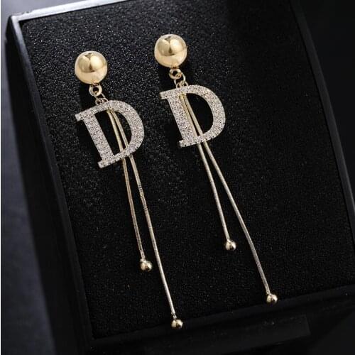 Wholesale D Silvery Needle Women Long Simple Fashion Ear Stud All-match Cool Korean Earrings Elegant Ear Pendant Wholesale