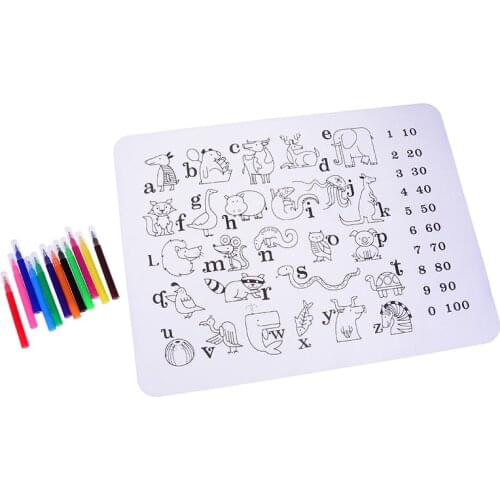 Silicone Washable Coloring Placemat Reusable Coloring Mat Tableware Learning Drawing Toy For Baby Gift New Kids