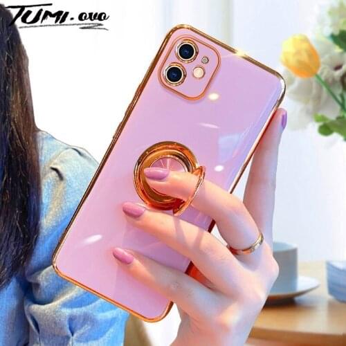 Luxury Plating Ring Silicone Case For Huawei P30 P20 P40 P50 Pro Honor 20 30 40 V30 V40 Pro X10 Lite Nova 8 SE Shockproof Cover