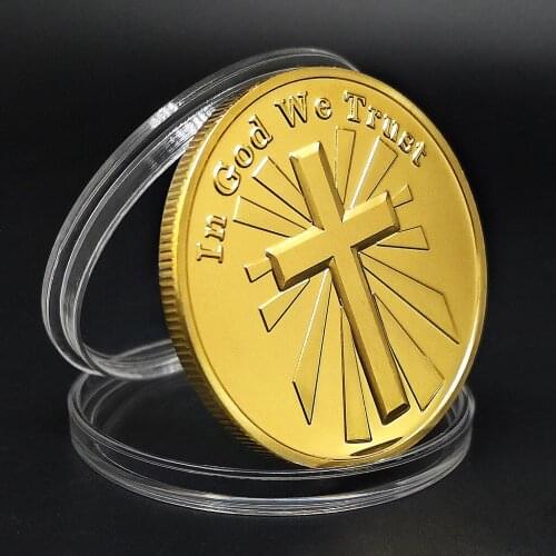 In God We Trust God Jesus Vs Evil Satan Christ Cross Coin Gold Plated Souvenir Coins Festival Gifts