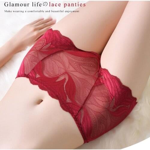 Women Sexy Underpanties Lift Up Briefs Breathable Hollow Transparent Panties for Womens Cotton Crotch Lace Panties