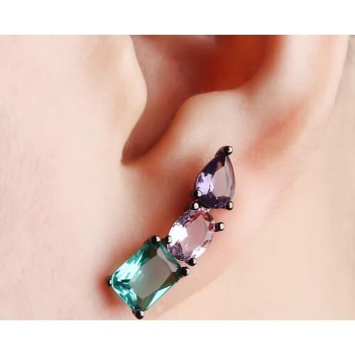 2019 New Trendy White Black Copper Colorful AAA Cubic Zirconia Stud Earrings Fashion Jewelry Party Gift For Womens Fashion