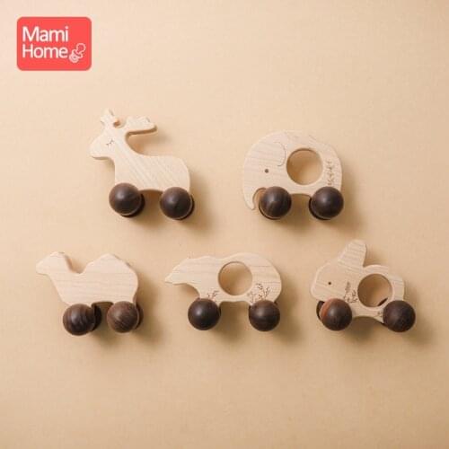 1PC Baby Toy Beech Wood Blocks Cartoon Car Educational Montessori Toys Children Baby Teething Newborn Birthday Gift Wood Toy