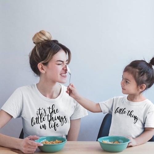 1pcs Its The Little Thing In Life & Little Thing Mother Son Daughter Family Matching Tshirt Outfits Kids Womens T-shirt Top Tee