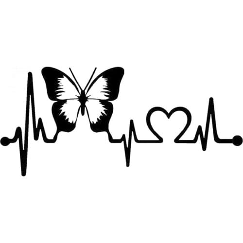 20.3cm*8.9cm Butterfly Heartbeat Lifeline Vinyl Car Styling Stickers Decals Black/Silver S3-4944