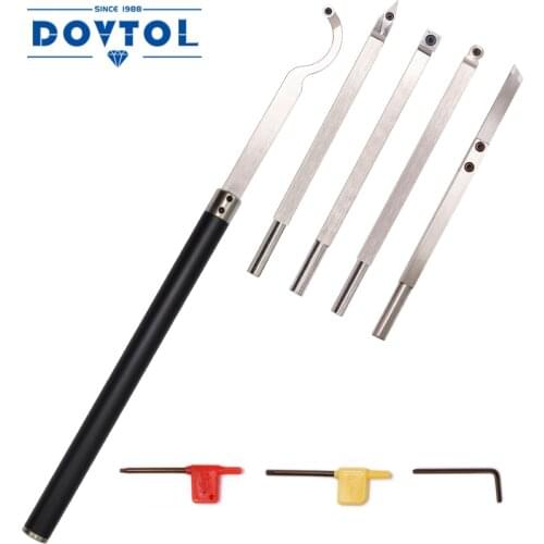 6pcs Carbide Tipped Wood Turning tools set Lathe Rougher Finisher Detailer Swan Neck Hollower Parting and Aluminum Alloy Handle