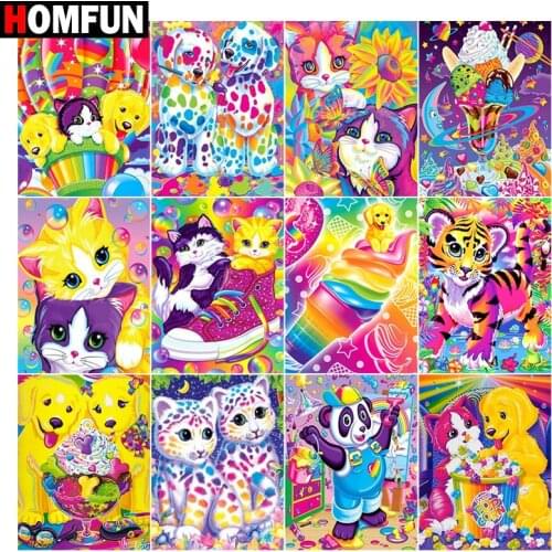 HOMFUN 3D Diamond Painting "Cat dog ice cream" DIY Full Rhinestones Drill Cross-stitch Kits Square Round Diamond Embroidery